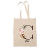 Tote Bag beige Cloé Lettre Fleur - Planetee