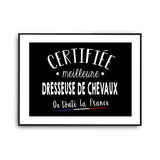 Affiche Dresseuse de chevaux Femme Métier Meilleure de France - Planetee