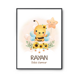 Affiche Rayan bébé d'amour abeille - Planetee