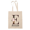 Tote Bag beige Emmanuelle Lettre Fleur - Planetee