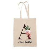 Tote Bag beige Anne-Sophie Lettre Fleur - Planetee