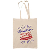 Sac Tote Bag Secrétaire comptable Femme Meilleure du Monde beige - Planetee