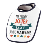 Bavoir bébé Ma mission Basket avec Marraine - Planetee