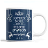 Tasse Noël Pilote d'avion homme Bleu - Planetee