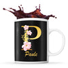 Mug noir Paule Lettre Fleur - Planetee