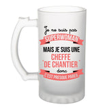 Chope de Bière Je ne suis pas Superwoman, je suis Cheffe de Chantier - Planetee