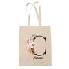 Tote Bag beige Coralie Lettre Fleur - Planetee
