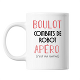 Mug Combats de Robot C'est ma Routine Blanc - Planetee