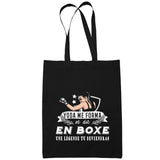 Sac Tote Bag Boxe Femme Légende tu deviendras Noir - Planetee