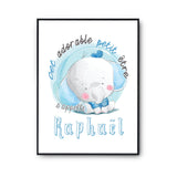 Affiche bébé prénom Raphaël Éléphant - Planetee