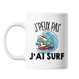 Mug Surf tyrannosaure j'peux pas Blanc - Planetee