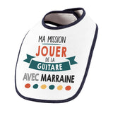 Bavoir bébé Ma mission Guitare avec Marraine - Planetee