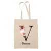 Tote Bag beige Vanessa Lettre Fleur - Planetee