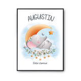 Affiche Augustin bébé d'amour éléphant - Planetee