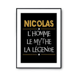 Affiche Nicolas prénom mythe légende Jaune - Planetee