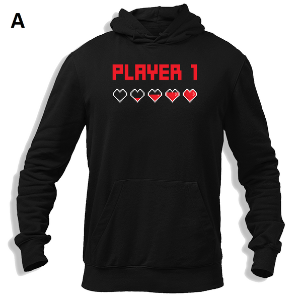 Sweat à capuche couple Player 1 - Player 2 - Planetee