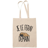 Sac Tote Bag shih tzu je le ferai demain beige - Planetee