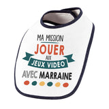 Bavoir bébé Ma mission Jeux Vidéo avec Marraine - Planetee