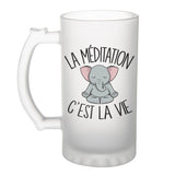 Chope de bière Méditation éléphant c'est la vie - Planetee