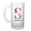Chope de bière Stéphanie Lettre Fleur - Planetee
