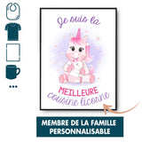 Affiche Bébé Enfant Meilleure Famille Licorne Personnalisable Fille - Planetee