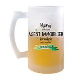 Chope de bière Merci Agent immobilier Inoubliable Femme - Planetee