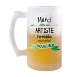 Chope de bière Merci Artiste Inoubliable Femme - Planetee