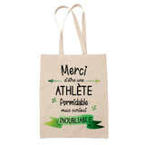 Sac Tote Bag Merci Athlète Inoubliable Femme - Planetee