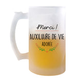 Chope de bière Merci Auxiliaire de vie Adorée - Planetee