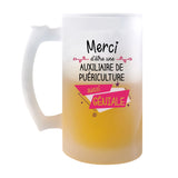 Chope de bière Merci Auxiliaire de puériculture Géniale - Planetee