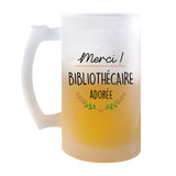 Chope de bière Merci Bibliothécaire Adorée - Planetee