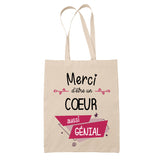 Sac Tote Bag Merci Cœur Géniale - Planetee