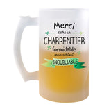 Chope de bière Merci Charpentier Inoubliable Homme - Planetee