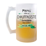 Chope de bière Merci Chauffagiste Inoubliable Homme - Planetee