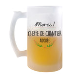 Chope de bière Merci Cheffe de chantier Adorée - Planetee