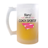 Chope de bière Merci Coach sportif Géniale - Planetee