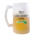 Chope de bière Merci Coach sportif Inoubliable Femme - Planetee