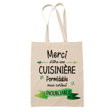 Sac Tote Bag Merci Cuisinière Inoubliable Femme - Planetee