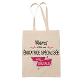 Sac Tote Bag Merci Éducatrice spécialisée Géniale - Planetee