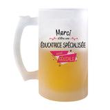 Chope de bière Merci Éducatrice spécialisée Géniale - Planetee