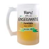 Chope de bière Merci Enseignante Inoubliable Femme - Planetee