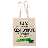 Sac Tote Bag Merci Gestionnaire Inoubliable Femme - Planetee