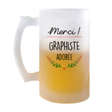 Chope de bière Merci Graphiste Adorée - Planetee