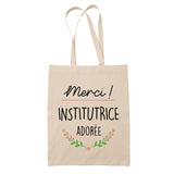 Sac Tote Bag Merci Institutrice Adorée - Planetee