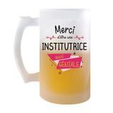 Chope de bière Merci Institutrice Géniale - Planetee