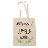 Sac Tote Bag Merci Jumelle Adorée - Planetee