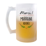 Chope de bière Merci Marraine Adorée - Planetee