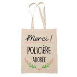 Sac Tote Bag Merci Policière Adorée - Planetee