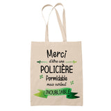 Sac Tote Bag Merci Policière Inoubliable Femme - Planetee