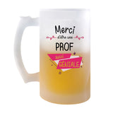 Chope de bière Merci Prof Géniale - Planetee